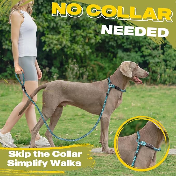 Fida Slip Leads for Dogs, 4 FT x 1/2" Dog Leash Heavy Duty Comfortable Strong Rope Lead for Large, Medium Dogs, No Pull Pet Training Leash with Highly Reflective, Blue