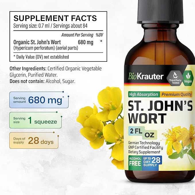 BIO KRAUTER Calendula Tincture 2 Fl. Oz. & St John's Wort Tincture 2 Fl. Oz.