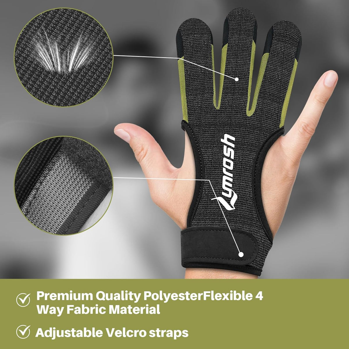 Skiennix Archery Gloves - 3 Finger Cowhide Shooting Gear for Men, Women & Kids | Black, Large