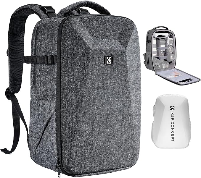 K&F CONCEPT Camera Backpack, Hardshell Photography DSLR Camera Bag
