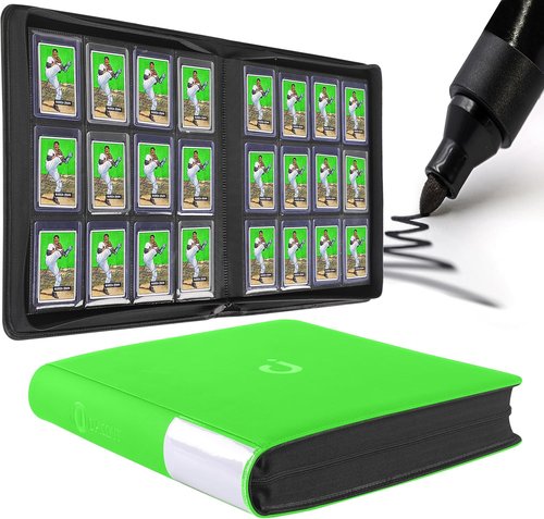 D DACCKIT Top Loader Binder - 12 Pocket Fits 480 Cards | Compatible with 3" X 4" Rigid Holders - Brilliant Green