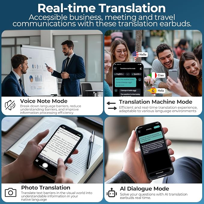 occiam AI Translation Earbuds Real Time, 164 Language Translator Device