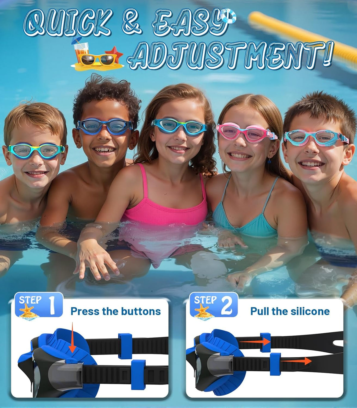 Skiennix Swim Goggles - Anti-Fog UV Protection | Leakproof Design for Kids Aged 6-14