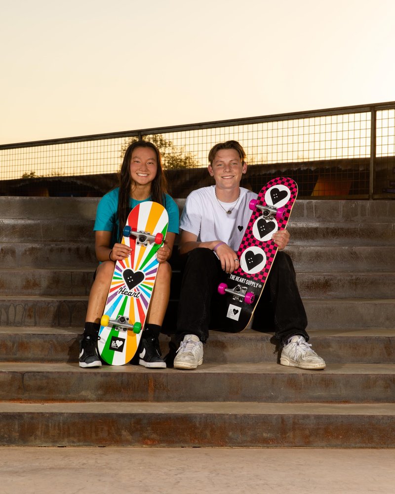 The Heart Supply Complete Skateboard Team Checkerboard 31.35" x 8.0" 7-Ply Maple Blend Construction Full concave, 54mm Wheels, Max Weight 220lbs