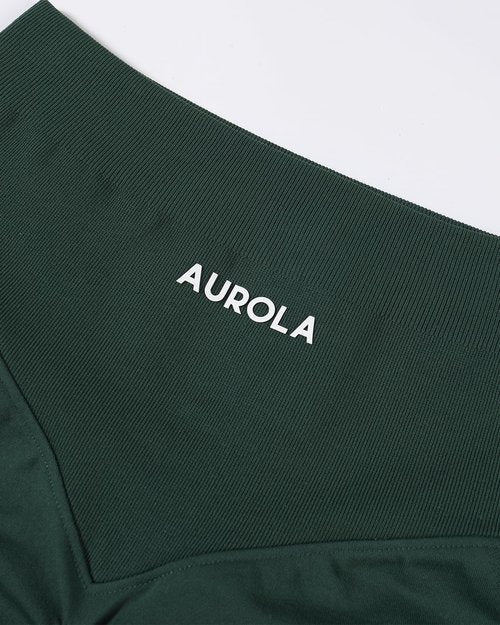 AUROLA Workout Shorts for Women - High Waisted V-Shape Seam | Embossed Logo Athletic Fitness Shorts