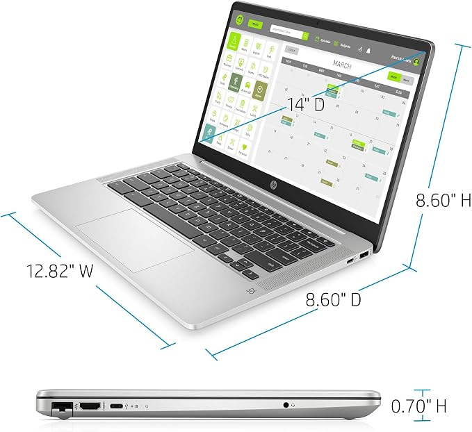 HP 14 Chromebook 14in HD Intel 4-core CPU 4GB RAM 64GB eMMC (Renewed)