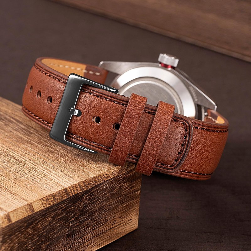 SEURE Quick Release Watch Band,Top Genuine Leather Watch Straps 19mm 20mm 21mm 22mm 24mm for Men and Women (22mm, Dark brown-Black)