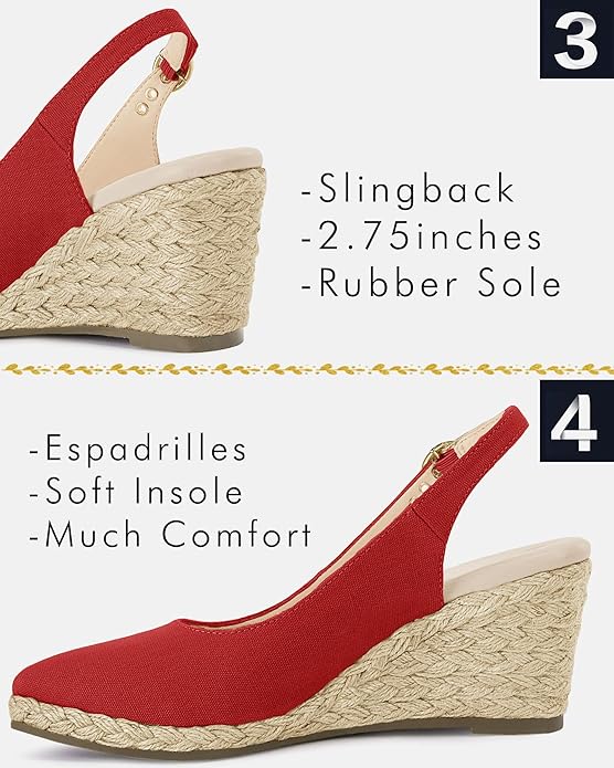 Juliet Holy Womens Wedge Sandals Espadrilles Closed Toe Slingback Buckle Strap Comfortable Casual Summer Wedges Shoes