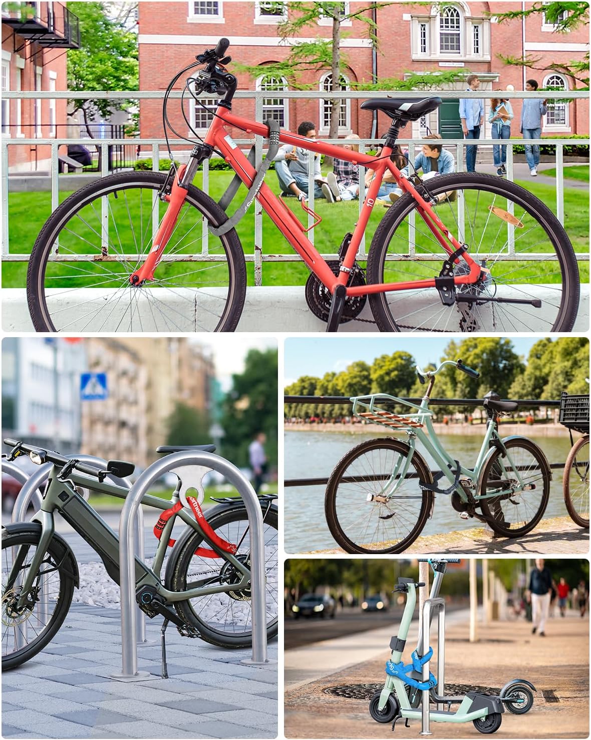 Sportneer Bike Lock - High Security 5-Digit Combination Chain Lock | 3.2/3.6/4ft Heavy Duty Keyless Design for Bikes, Motorcycles, Scooters, and Gates - 4/6mm Thick, Easy to Use
