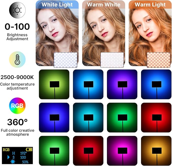 ULANZI LT003 RGB Video Light, 15W Portable LED Panel