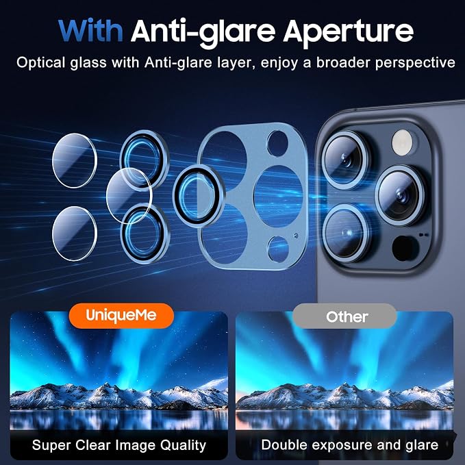 UniqueMe for 3 Pack iPhone 15 Pro/iPhone 15 Pro Max Camera Lens Protector