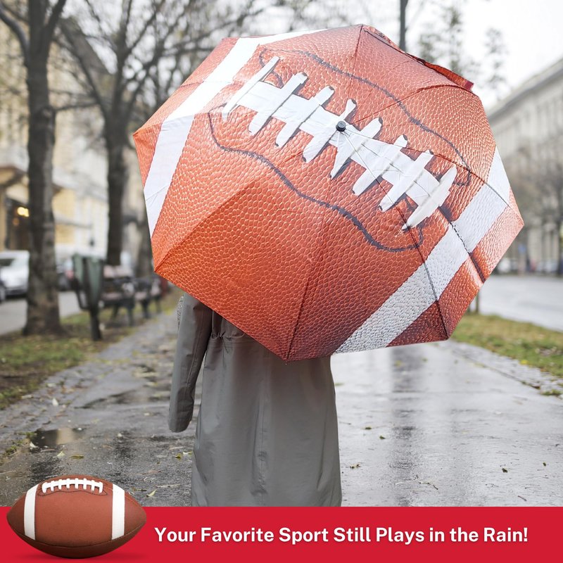 Storm Duds Ultra-Water Resistant Football Umbrella - 42” Coverage w/Molded Handle and Wrist Strap - Flexible, Wind & Rust Resistant Folds to 15.5 Inches