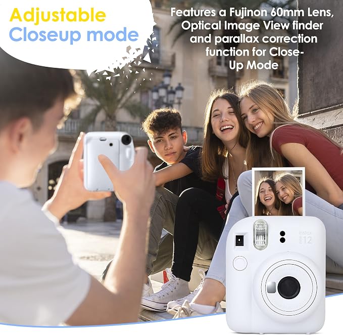 Fujifilm Instax Mini 12 Instant Camera Clay White and Fuji Film Value Pack