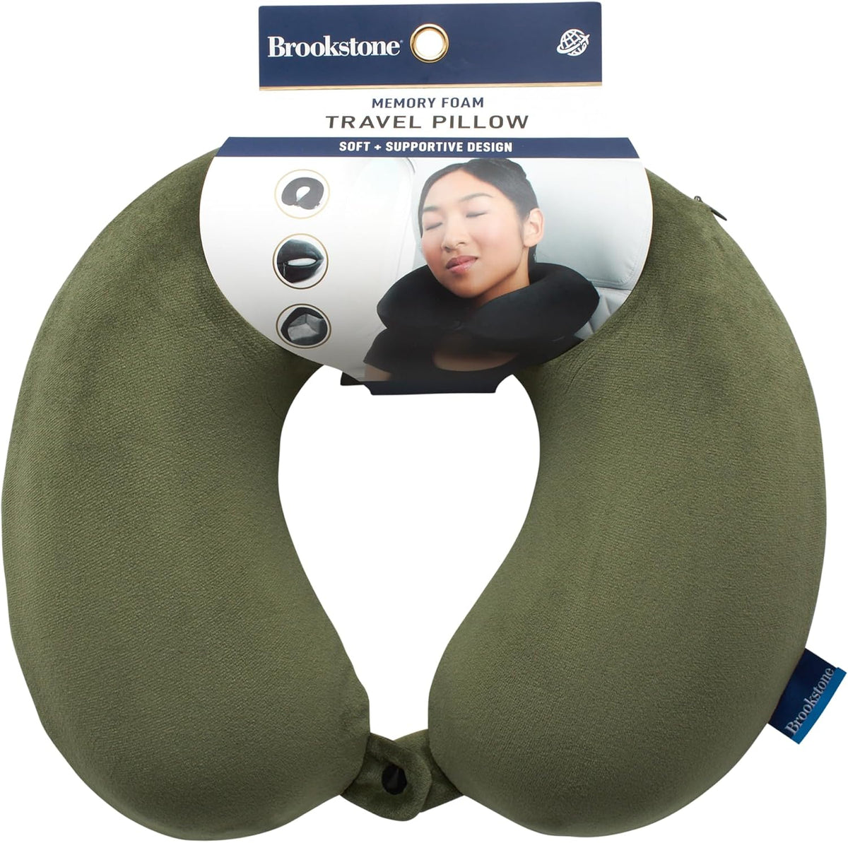 Brookstone Travel Neck Pillow - Lightweight U-Shaped Memory Foam Travel Pillow for Airplane, Car Travels & Sleeping, Black