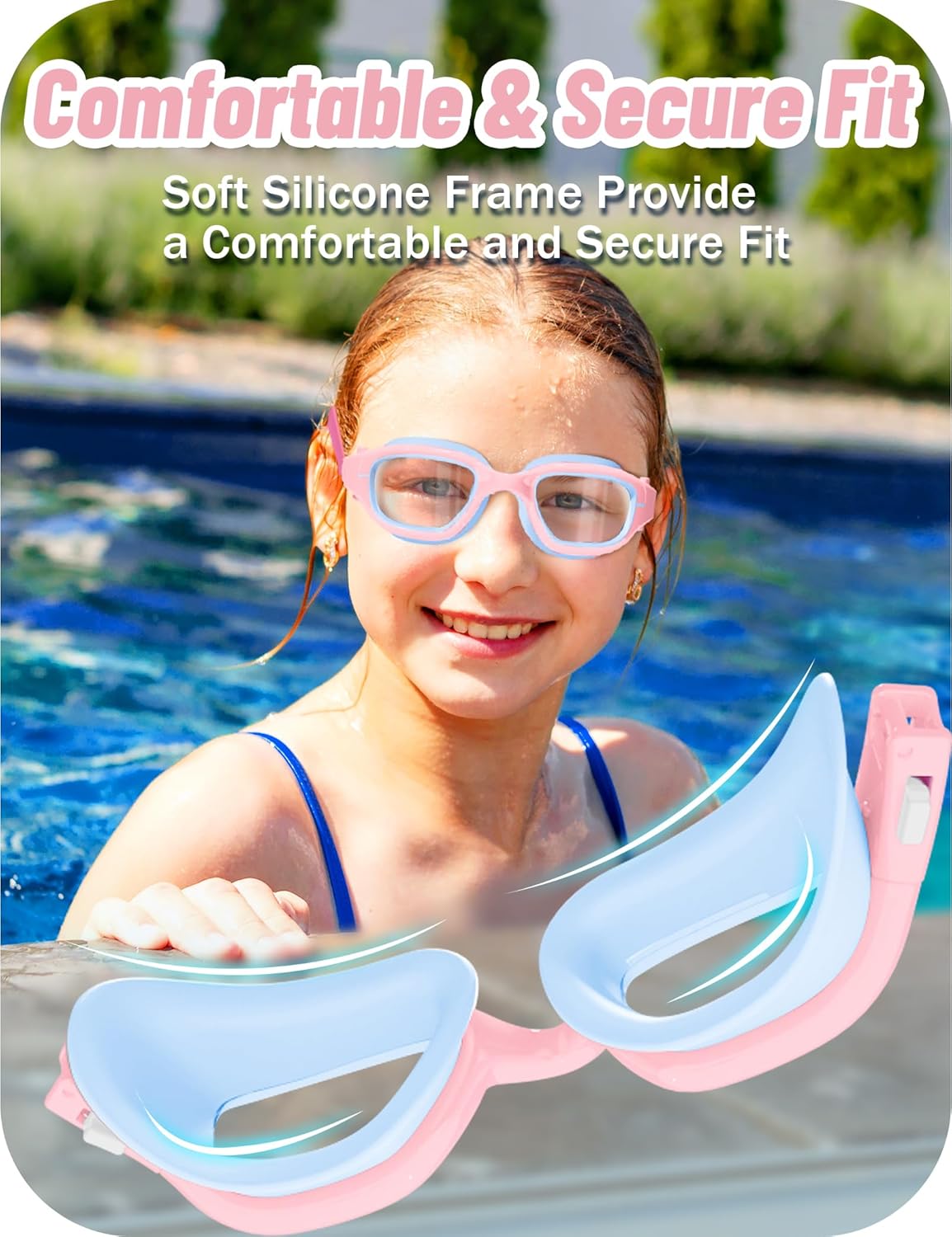 Vvinca Kids Swim Goggles - Anti-Fog UV Protection | Leak-Proof Pool Glasses for Ages 3-14