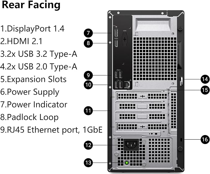 Dell 2026 Pro Desktop Computers Tower PC 16GB DDR5 RAM, 512GB PCIe SSD | for Home & Business, Copilot AI, 14th Gen i3-14100 Processor, WiFi 6, Bluetooth, DisplayPort, HDMI, Type-C, Windows 11 Pro