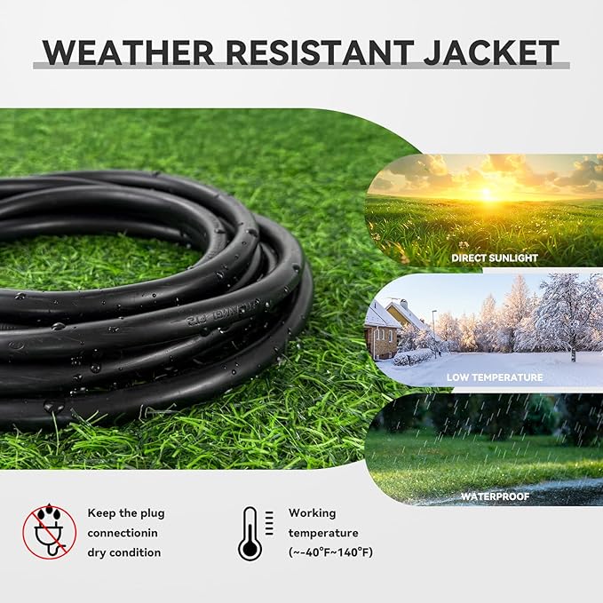 15 FT Outdoor Heavy Duty Extension Cord - 12/3 SJTW 15 AMP Indoor Power Cord with 3 Prong Grounded Plug for Lawn Mower, Appliances, Workshop, Lights Water Resistant Flexible Cable 12 Gauge