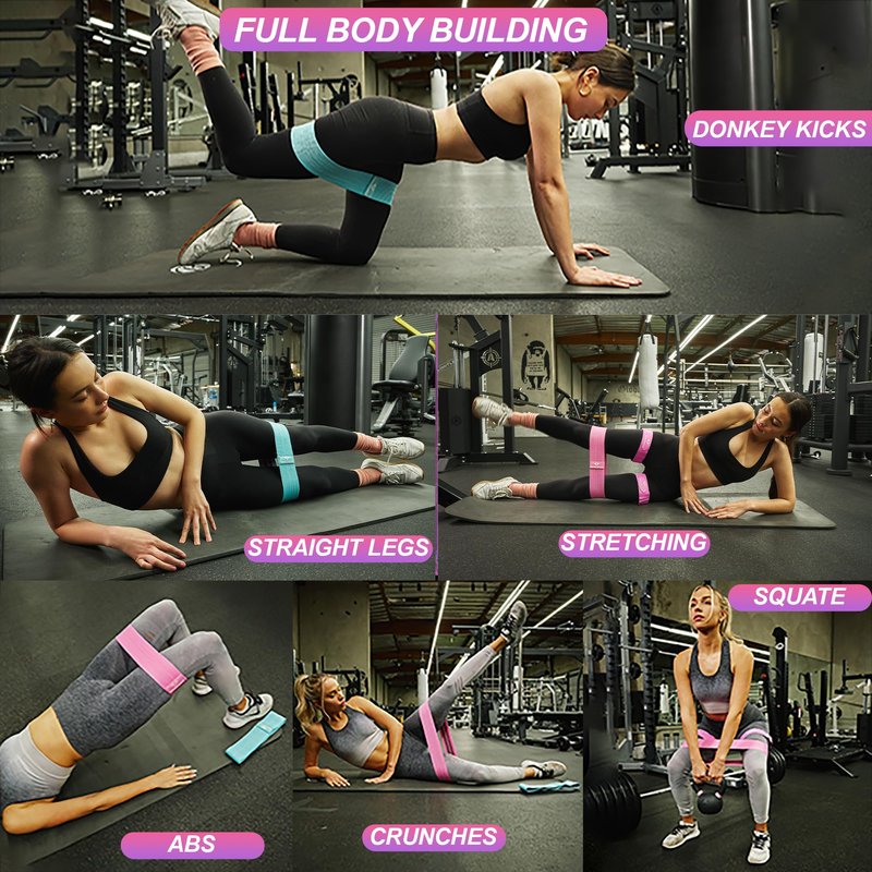 Vikingstrength Booty Bands, Resistance Bands, 3 Levels Exercise Workout Elastic Bands for Legs and Butt, Non-Slip Glute Hip Thigh Band, Booty Bands for Woman Gym Work Out + V-Strength Workout App