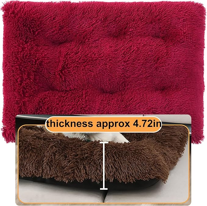 Dog Crate Mat, Dog Bed for Large Dogs, Comfy Fluffy Kennel Pad Anti-Slip for Dog beds & Furniture, Quilted Dog Bed for Pets for Medium/Small Dogs Cats (Color : Red, Size : 16.9x11)