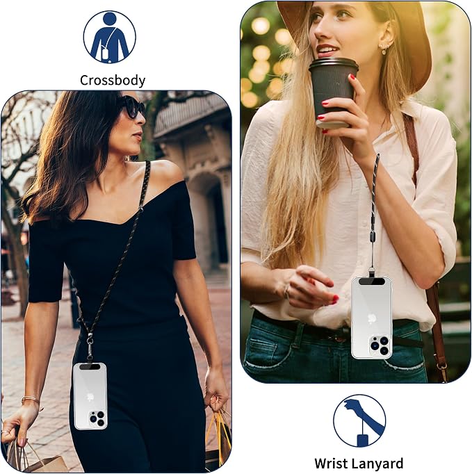 CACOE Phone Lanyard 2 Pcs-1 Pcs Adjustable Neck Strap, 2 Pads, Universal