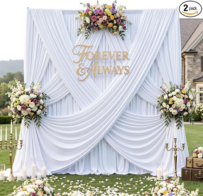12ft x 10ft White Backdrop Curtains