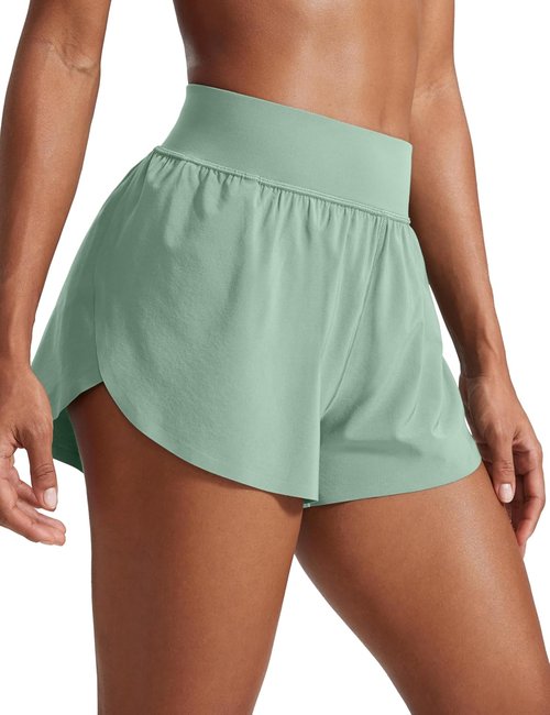 CRZ YOGA High Waisted Running Shorts - Comfy Mesh Liner for Women | Quick Dry, 3-Inch Length