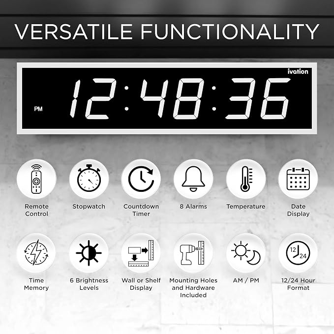 Ivation Huge Oversized 60" Large Digital LED Clock | Big Digital Clock