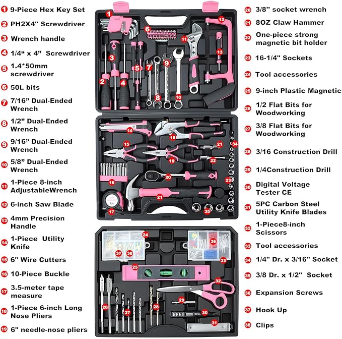 Tool Set- 412 Piece Home Repair/Auto Tool Kit, Storage Organizer with Drawers, Toolbox Storage Case for Women & Men, Perfect for Homeowner, Diyer, Handyman, DIY