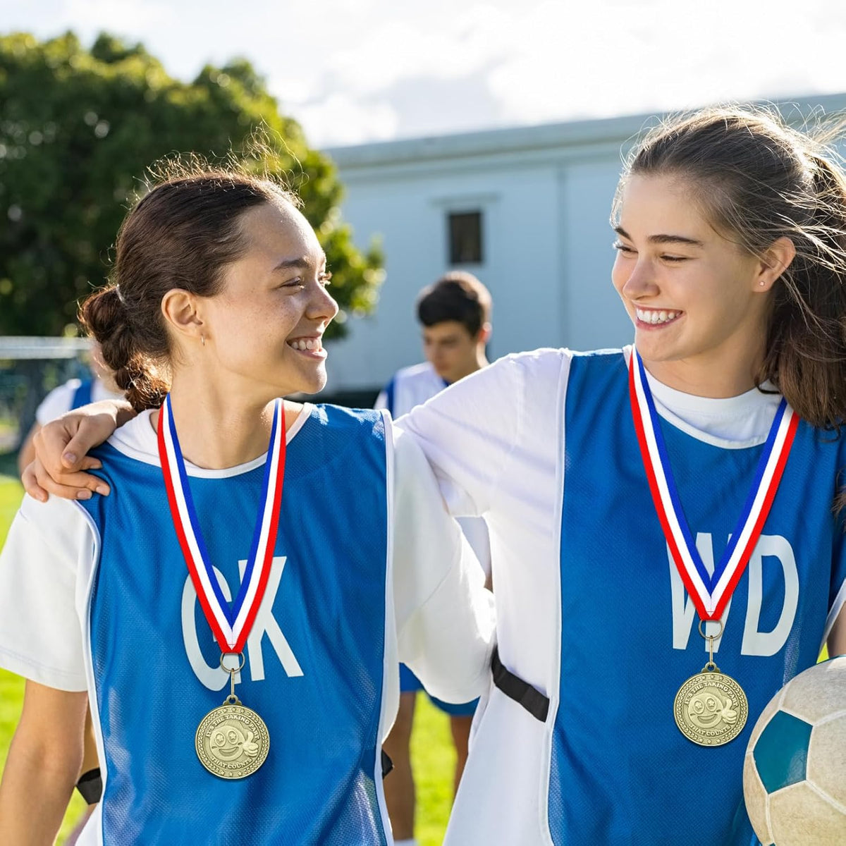 Regine Switzerland 12 Pcs Participation Medals - 2 Inch Metal Trophies with Neck Ribbons for Sports Events