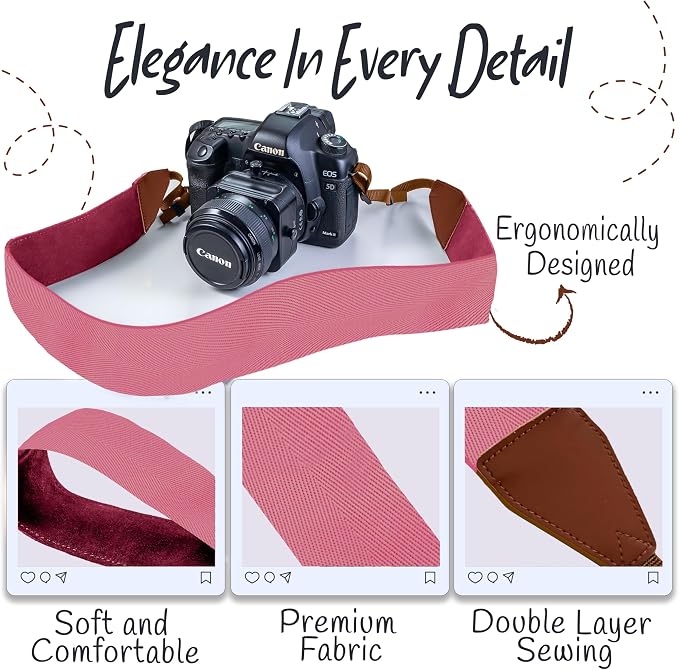 Art Tribute Camera Strap For Photographers Padded Universal Fit Neck Shoulder &