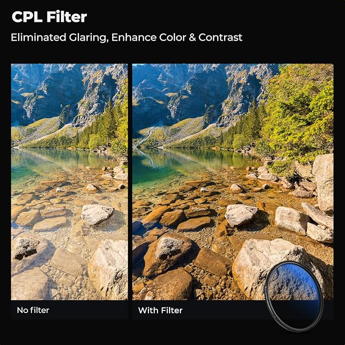 K&F Concept 49mm UV/CPL/ND2-400 Lens Filters Kit-18 Multi-Layer Coatings
