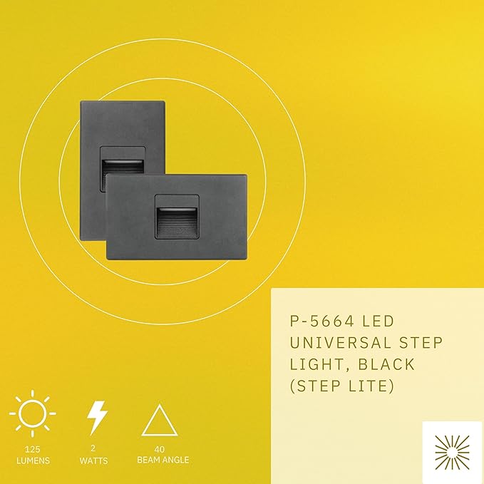 18 Pack 2W LED Universal (Vertical-Horizontal) Step Lights, Black Finish, 120V LED Stair Lights Indoor and Outdoor, 125 Lumens, CRI 90+, IC Rated, Wet Location IP-65, Warm White 3000k