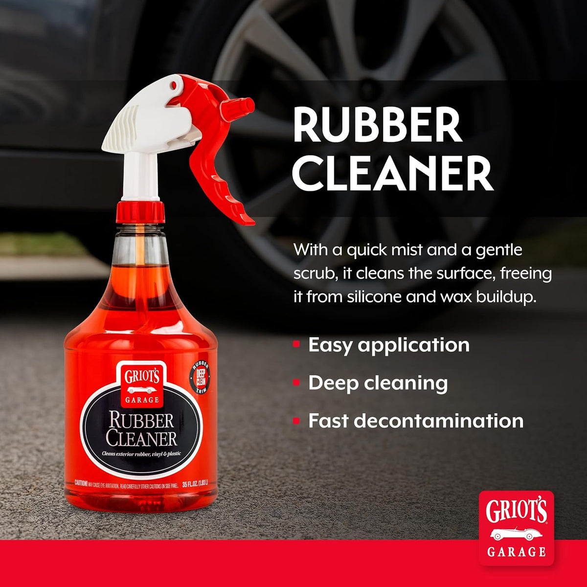 Griot's Garage Rubber Cleaner for Car Cleaning and Detailing, Works on Tires, Trims, and Moldings 11136, 35oz