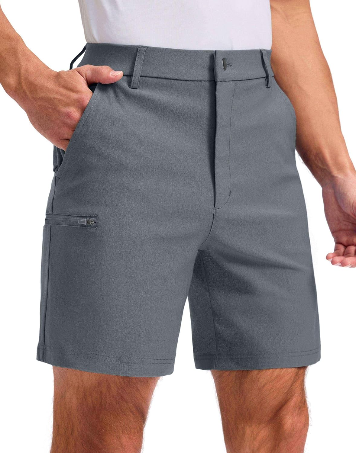 Pudolla Men's Casual Golf Shorts - Stretch Quick-Dry Dress Shorts with 4 Pockets | 7/9 Inch