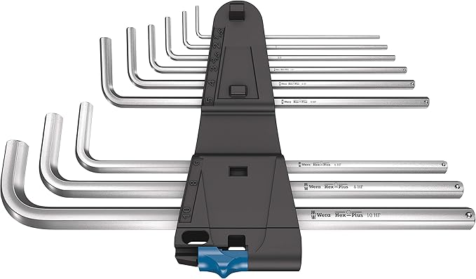 WERA 05022130001 950/9 L Hex-Plus HF 1 L-Key Set, Metric, Chrome-Plated, with Holding Function, 9 Pieces