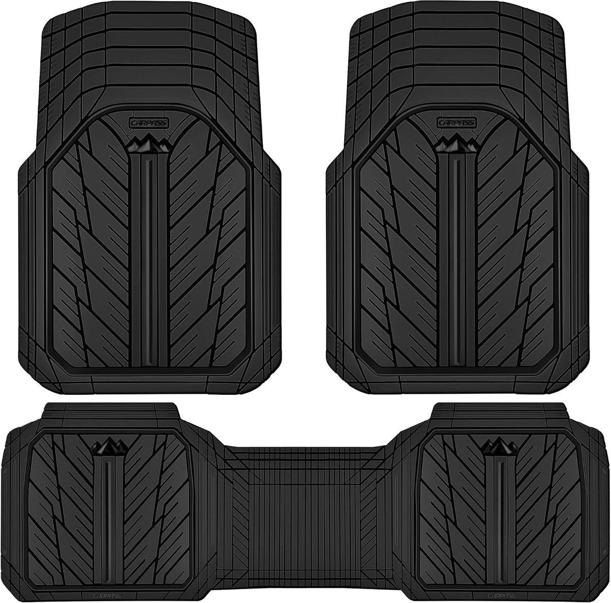 CAR PASS Heavy Rubber Car Floor Mats, Deep Waterproof Car Mats All Weather, Universal Trim-to Fit Automotive Floor Mats for Car SUV Truck Van, Durable Floor Liners (All Gray)