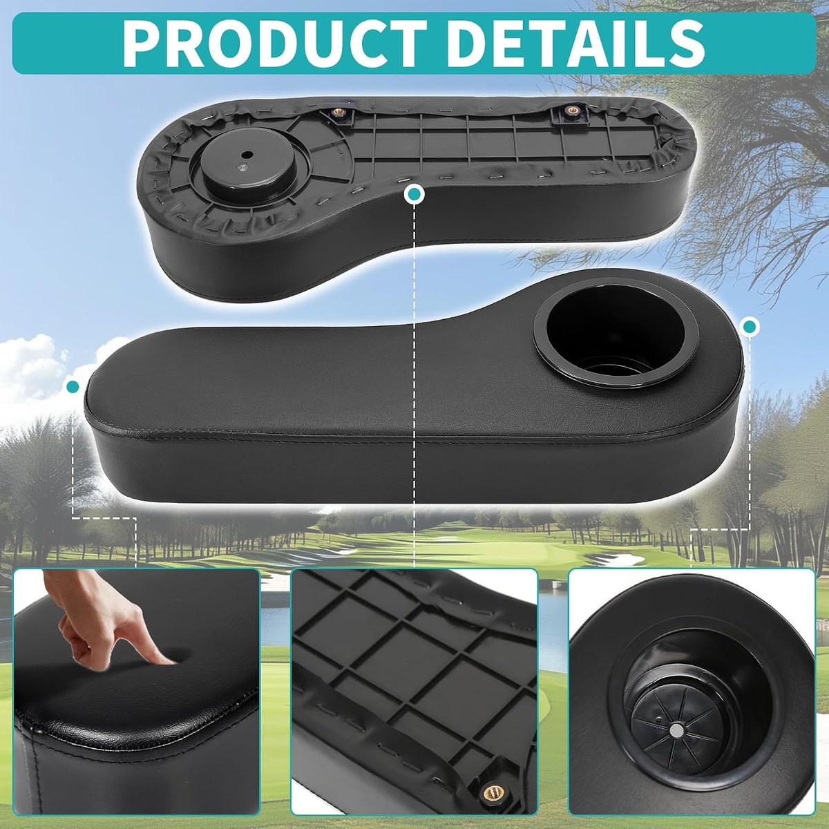 ECOTRIC Golf Cart Rear Seat Arm Rest Compatible with EZGO Club Car Yamaha