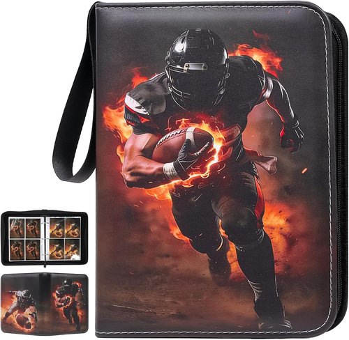Football Card Binder - 4 Pocket Trading Card Album with 400 Pockets & 50 Removable Sleeves | Portable Gift for Kids