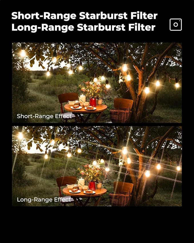 K&F CONCEPT 82mm Variable Short Line Star Lens Filter, Cross Screen Starburst