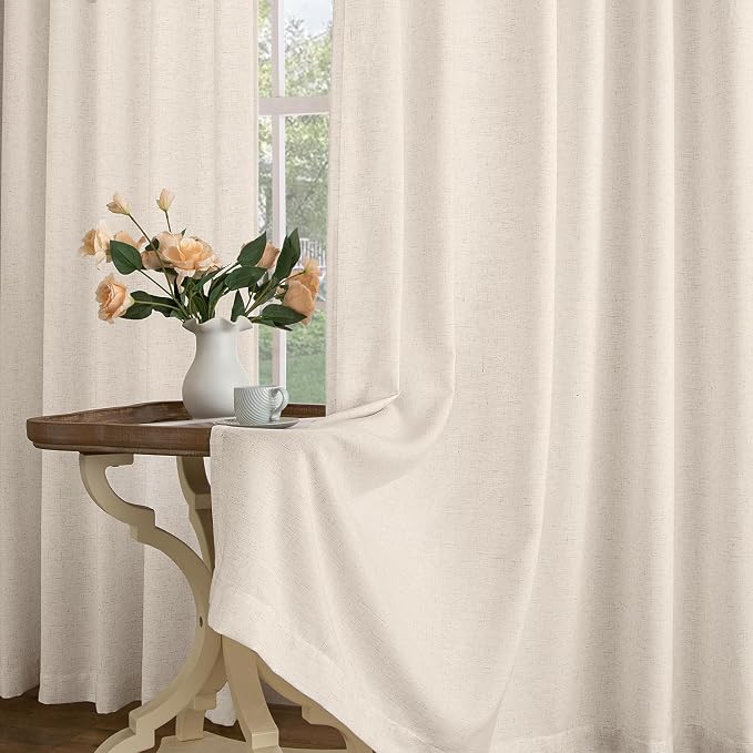 Memory Trained Pinch Pleated Curtains 84 Inches Long, Viral Linen Pinch Pleat