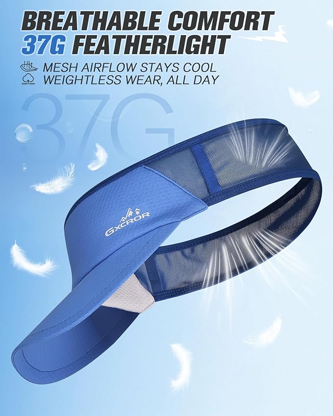 GXCROR Sports Sun Visor Hat Men Women, Lightweight Breathable Quick Dry Sports Sun Hat for Running Golf Tennis