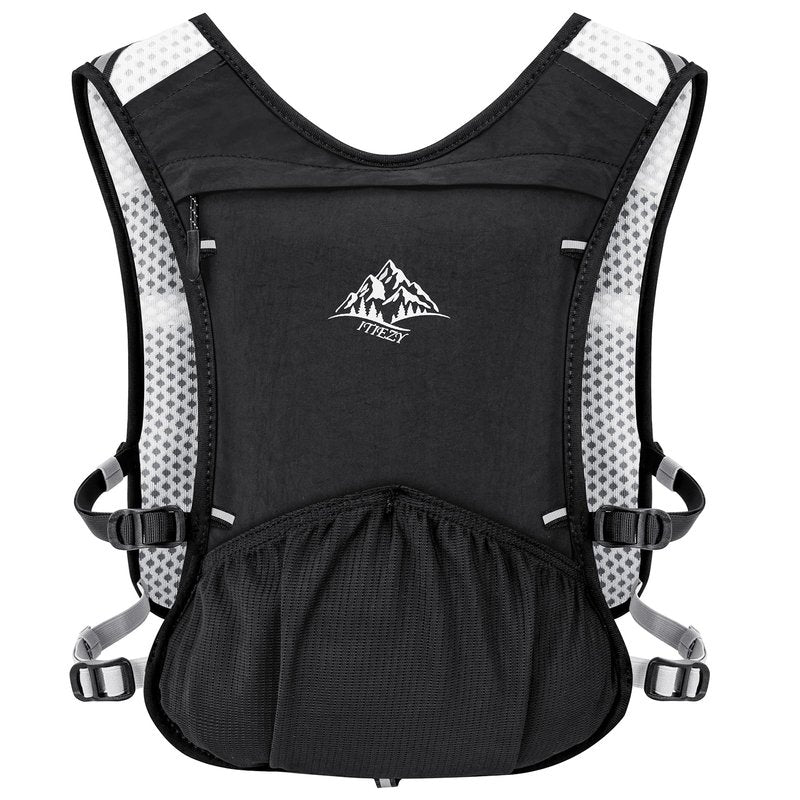Running Hydration Vest for Women Men - Waterproof Running Water Backpack Hydration Pack with 12 Pockets, Lightweight Water Vest for Hiking Trail Cycling Marathon Race, Black