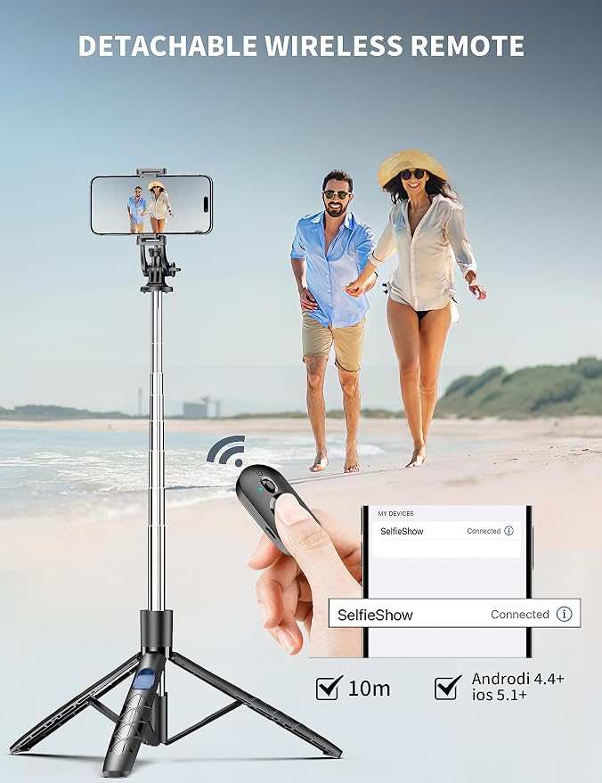 71" Phone Tripod & Selfie Stick, All in One Extendable Cell Phone Tripod