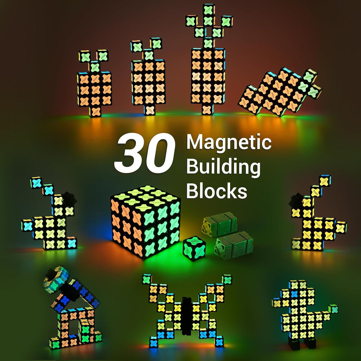 TOSY Magnet Cube 3x3 - 30 Blocks with 240 Magnets | Creative Building & Fidget Spinner Toy
