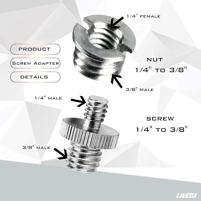 Niewalda 1/4 Inch to 3/8 Inch Tripod Adapter
