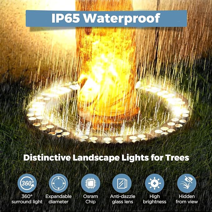 Gardencoin Outdoor Ring Tree Lights, 72W LED Landscape Uplighting