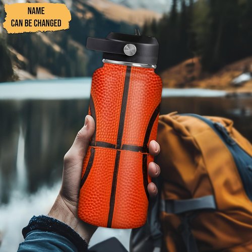 Hyturtle Personalized Basketball Water Bottle - Insulated Stainless Steel, Leak-Proof | 18oz & 32oz Sizes - Perfect Gift for Basketball Lovers