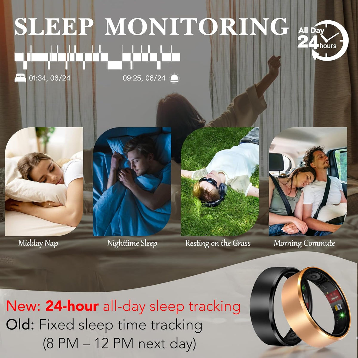 Smart Health Ring 2.0 - Slim Fitness Tracker for Heart & Blood Monitoring | Waterproof Silver 11