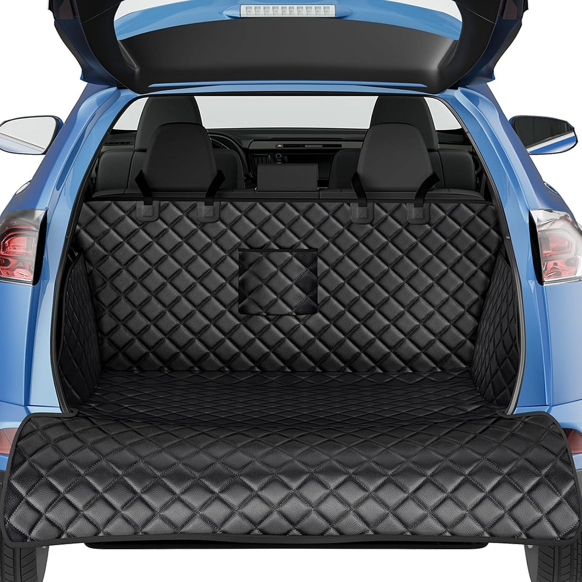 PETICON SUV Cargo Liner for Dogs, PU Leather Trunk Cover with Bumper Flap