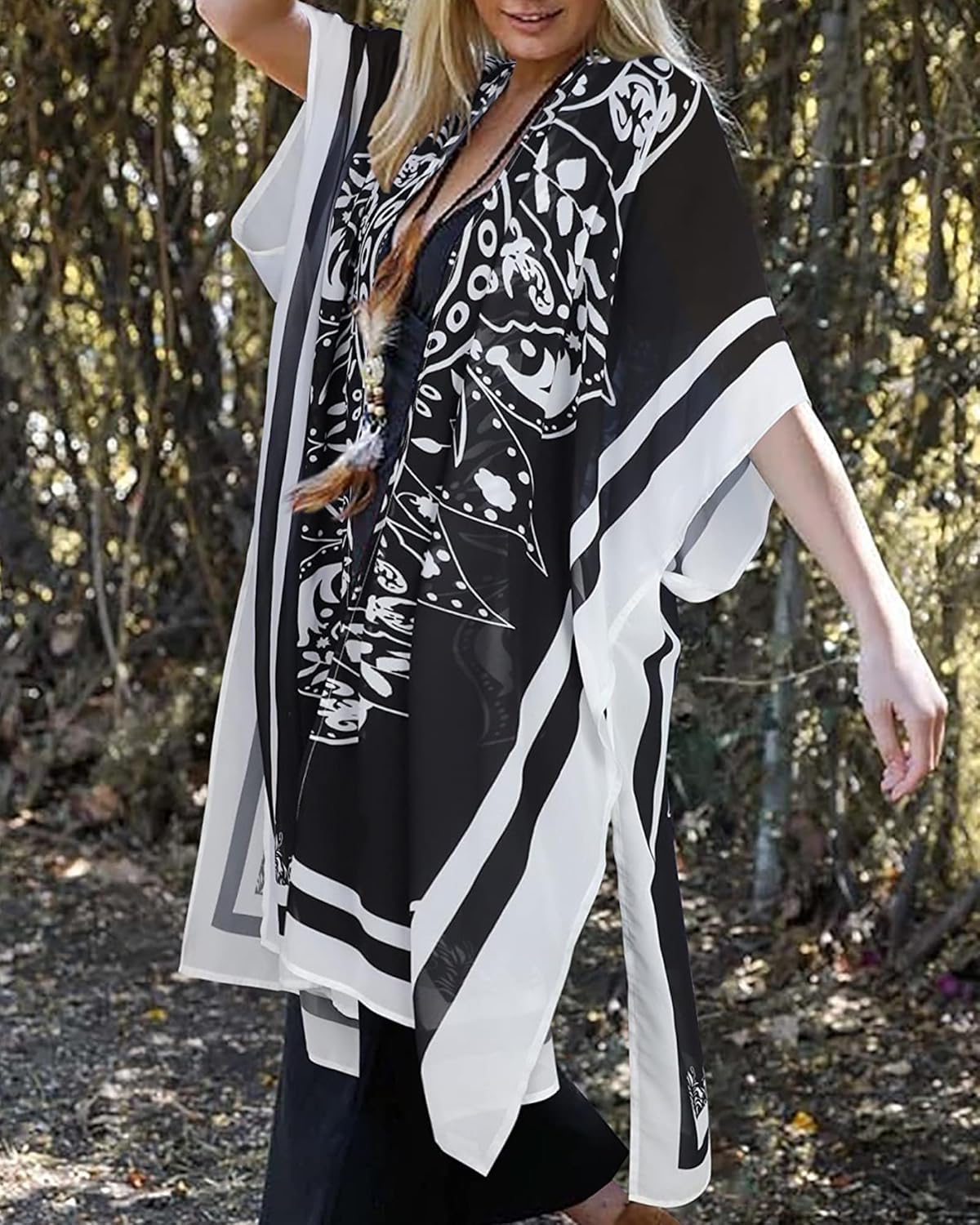 Skiennix Women's Kimono Swimsuit Cover-Up - Casual Summer Beach Cardigan in Multiple Colors